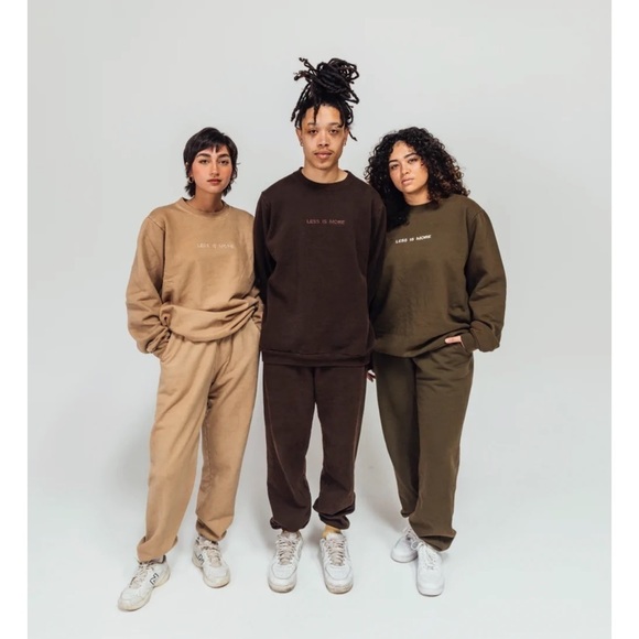 Less is More sweats SET XL sweatshirt sweatpants LessisMore tan lounge embroider - Picture 12 of 16